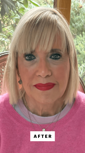 Lipton after applying the Essence Makeup The Slim Stick