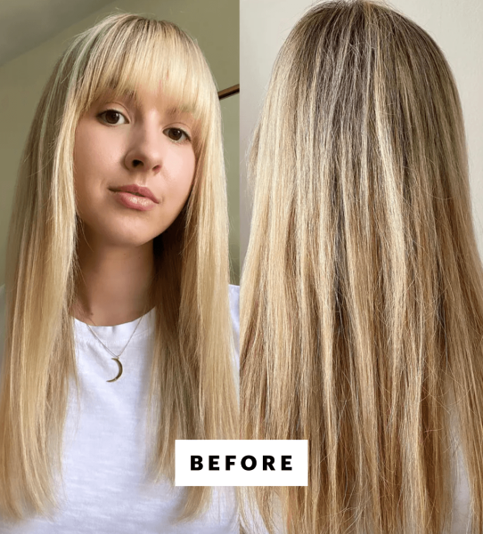 Selfie of Stables before applying the Olaplex No. 3 Hair Perfector