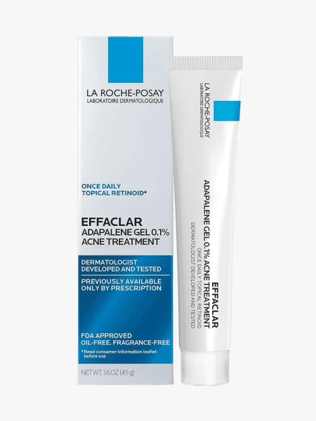 La Roche-Posay Effaclar Adapalene Gel in branded component on a light gray background